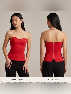 French Connection Red Strapless Corset Top - Size 0
